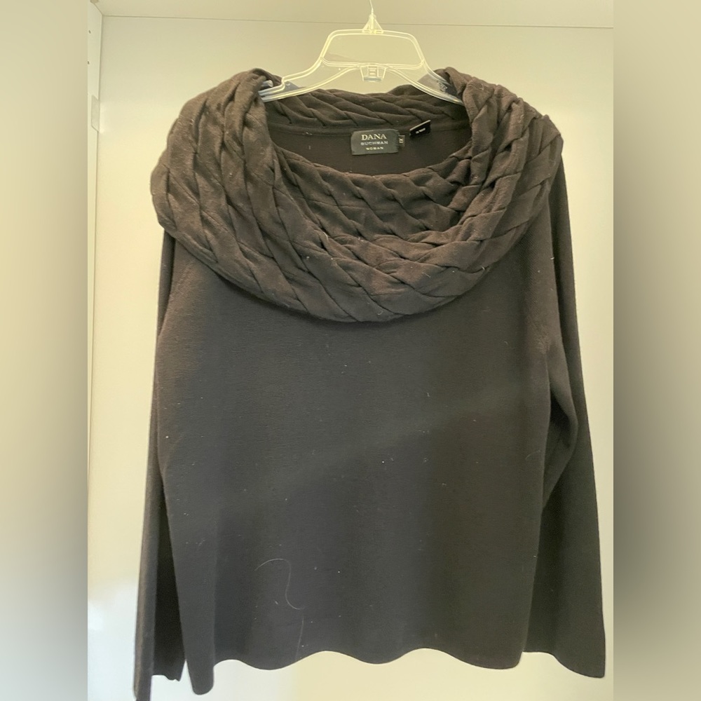 Dana Buchman Black Wool Cowlneck Sweater